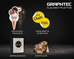 Ergänzen Sie mit dem Graphtec FCX4000 Ihren Print on Demand Workflow und erstellen Sie kinderleicht hochwertige Druckerzeugnisse wie Speisekarten, Aufklerber & Etiketten, Verpackungen, Aufsteller und vieles mehr.